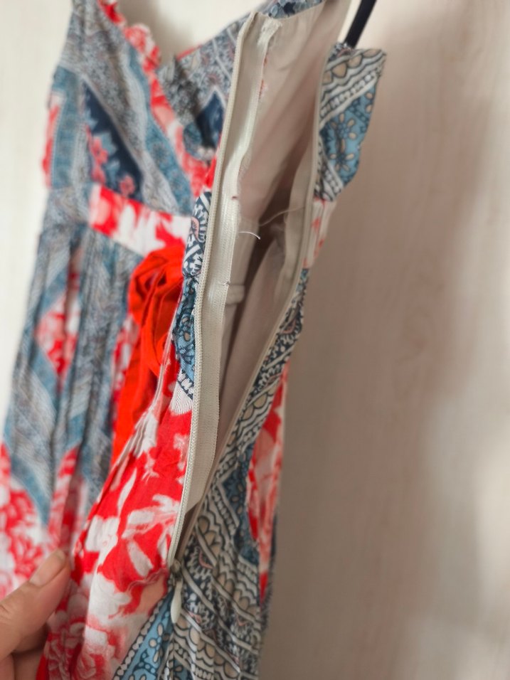 Çok Renkli Bohem Kemerli Mini Elbise - Görsel 5