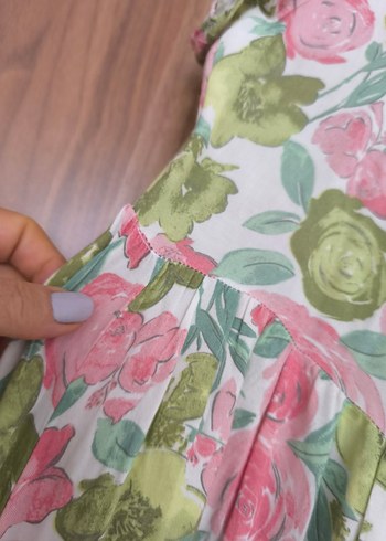 Zara Pembe Çiçekli Uzun Bohem Elbise - Görsel 6