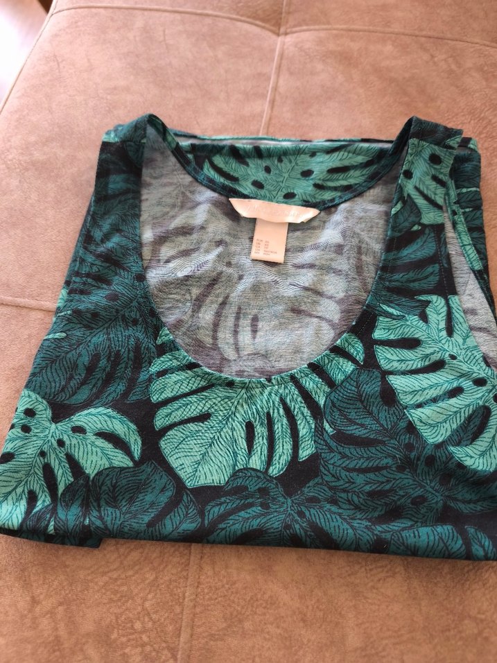 H.M Yeşil Yaprak Desenli Kolsuz buluz - Görsel 4