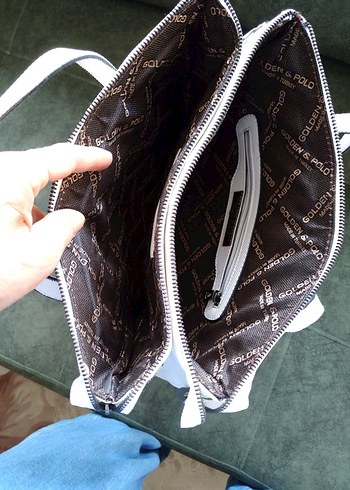 Beyaz Deri Fermuarlı Kadın Çanta - Görsel 5