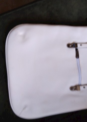 Beyaz Deri Fermuarlı Kadın Çanta - Görsel 6