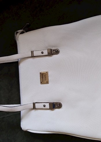 Beyaz Deri Fermuarlı Kadın Çanta - Görsel 7