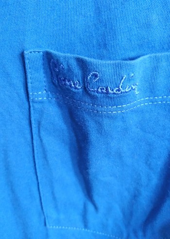 Mavi pamuklu rahat tişört - Görsel 2