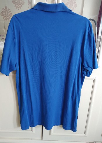 Mavi pamuklu rahat tişört - Görsel 5