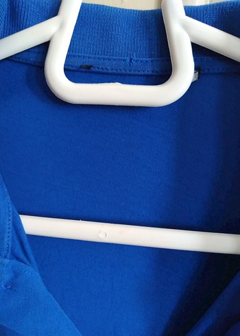 Mavi pamuklu rahat tişört - Görsel 8