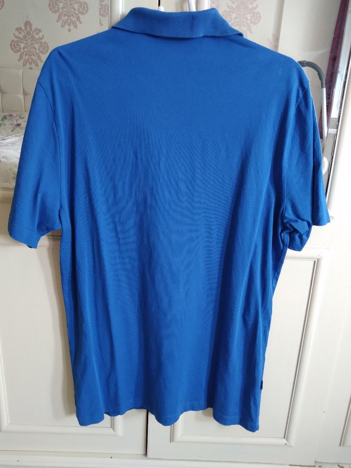 Mavi pamuklu rahat tişört - Görsel 5