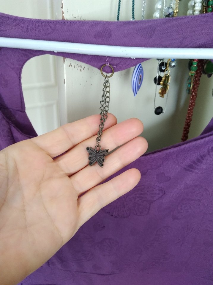 Mor Pilili Midi Kadın Elbise - Görsel 3