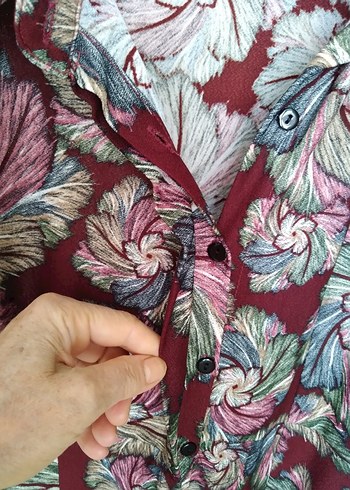 Bordo Bohem Uzun Kollu Bağlama Desenli Elbise - Görsel 5