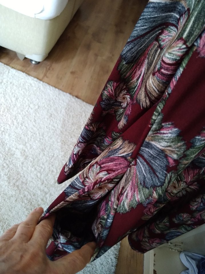 Bordo Bohem Uzun Kollu Bağlama Desenli Elbise - Görsel 3