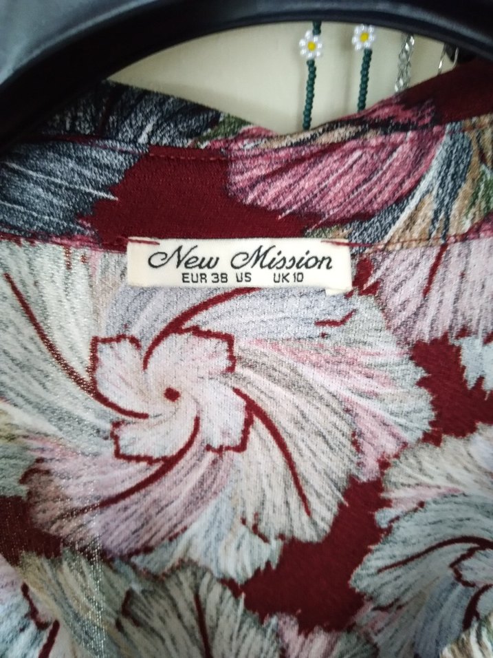 Bordo Bohem Uzun Kollu Bağlama Desenli Elbise - Görsel 4