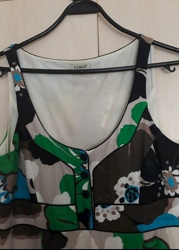 Roman marka Çiçek Desenli diz altı Düğmeli Elbise - Görsel 3