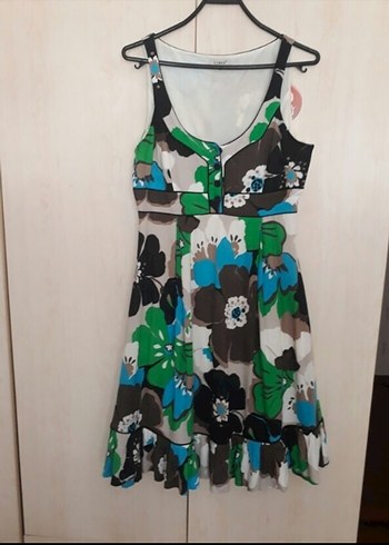 Roman marka Çiçek Desenli diz altı Düğmeli Elbise - Görsel 9