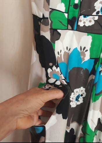 Roman marka Çiçek Desenli diz altı Düğmeli Elbise - Görsel 8