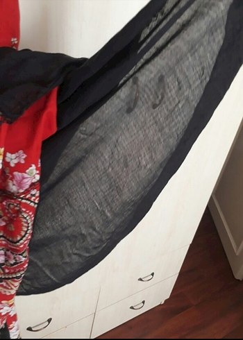 Askılı pamuklu kumastan Kırmızı uzun Elbise - Görsel 6