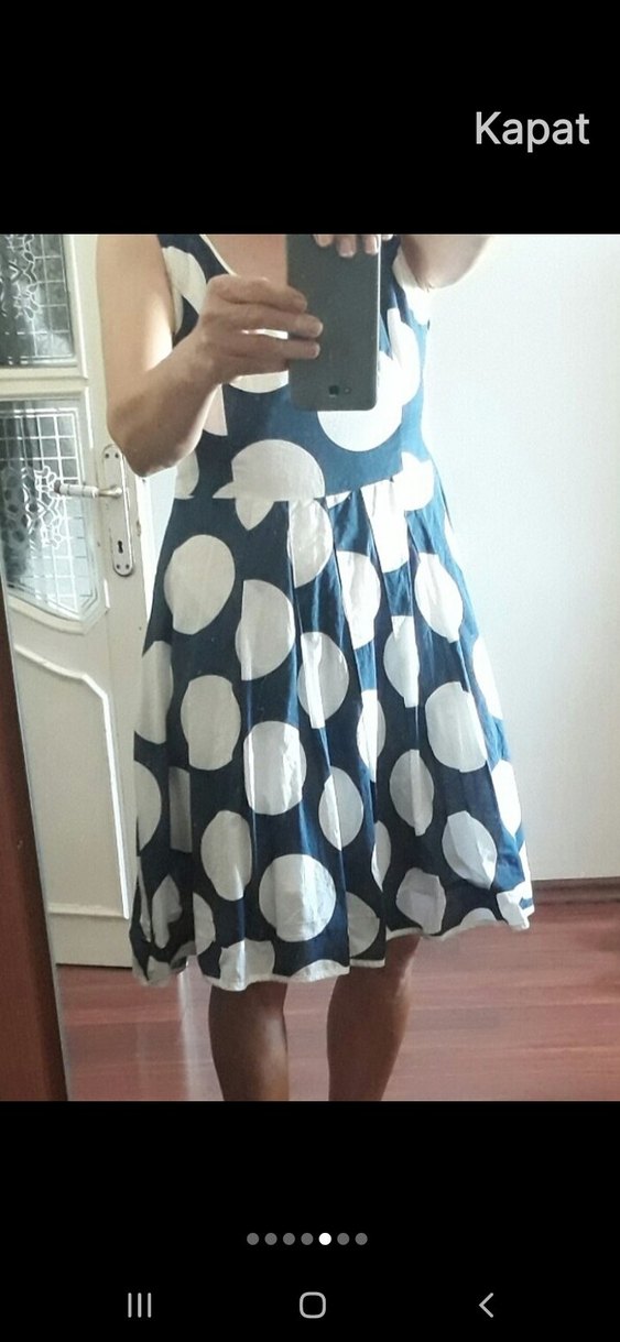 park bravo Mavi Puantiyeli Midi Pamuklu Elbise - Görsel 5