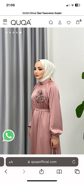 Beyoğlu Butik Gül kurusu saten tesettür elbise