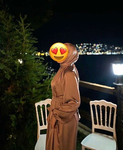 Gül kurusu saten tesettür elbise