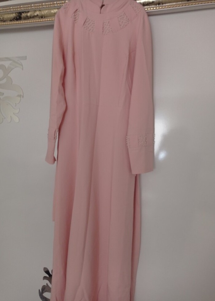 Elbise şık pudra pembesi - Görsel 4