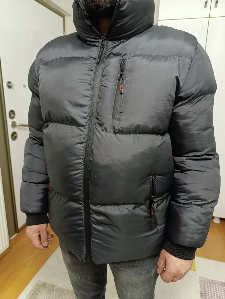 Siyah Erkek Midi Boy Kemerli Mont - Görsel 5