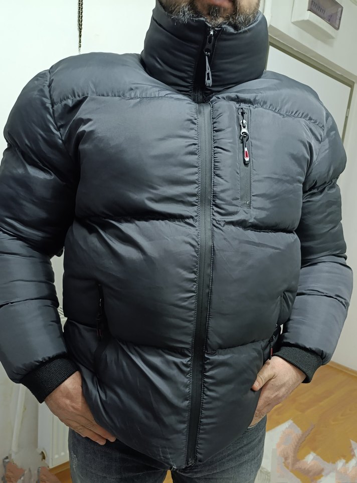 Siyah Erkek Midi Boy Kemerli Mont - Görsel 3