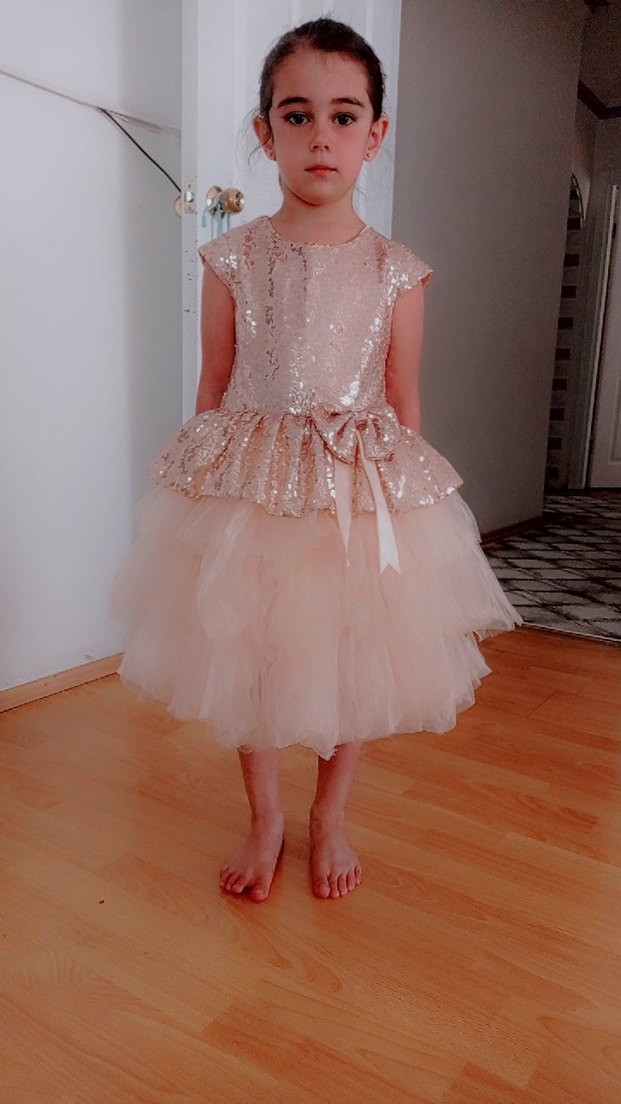 somon kız çocuğu elbisesi tül pul - Görsel 3