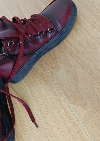 40 Beden Burgundy Deri Kadın Dolgu Topuklu Bot