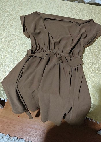 Drapeli Kahverengi Hamile Midi Tunik