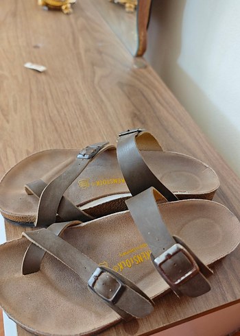Bej Deri Tokalı Birkenstock Terlik