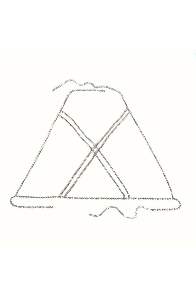 Kristal Taşlı Göğüs Kolyesi Zinciri - Görsel 2