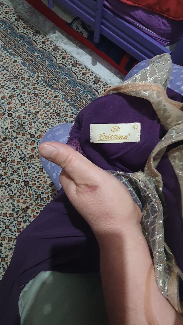 Mor Drapeli Uzun Abiye Elbise - Görsel 3