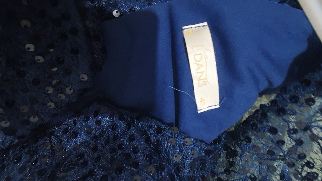 Lacivert Nakışlı Uzun Abiye Elbise - Görsel 3