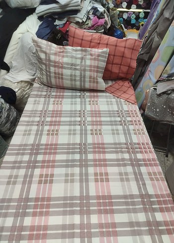 Tam pamuklu ihracat ürünü gri Çizgili Beyaz Nevresim Takımı - Görsel 3