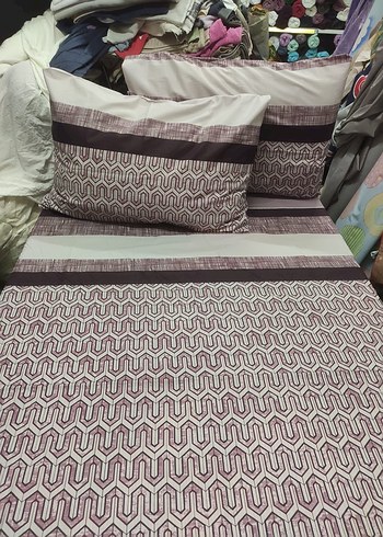 Tam pamuklu ihracat ürünü gri Çizgili Beyaz Nevresim Takımı - Görsel 6