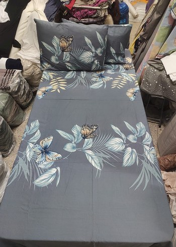 Tam pamuklu ihracat ürünü gri Çizgili Beyaz Nevresim Takımı - Görsel 5