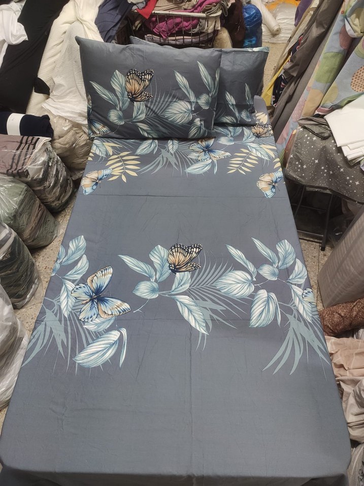 Tam pamuklu ihracat ürünü gri Çizgili Beyaz Nevresim Takımı - Görsel 5