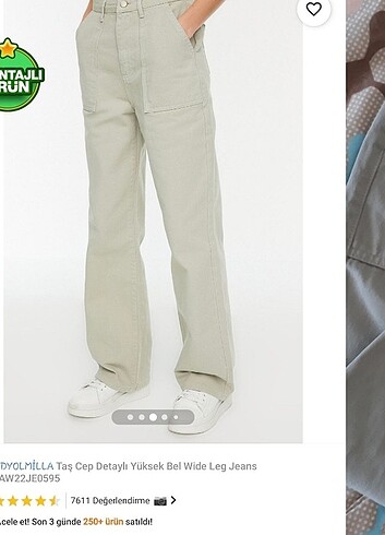 Taş cep detaylı wide leg jeans