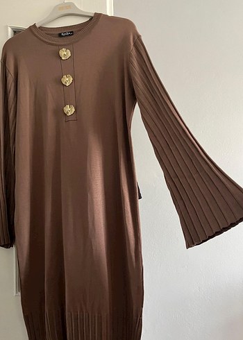 Düğmeli Uzun Kahverengi Kadın Kaban - Görsel 2