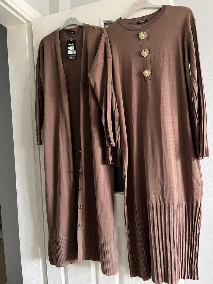 Düğmeli Uzun Kahverengi Kadın Kaban - Görsel 4