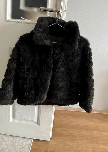 siyah Kısa Kadın Suni Kürk Ceket - Görsel 3