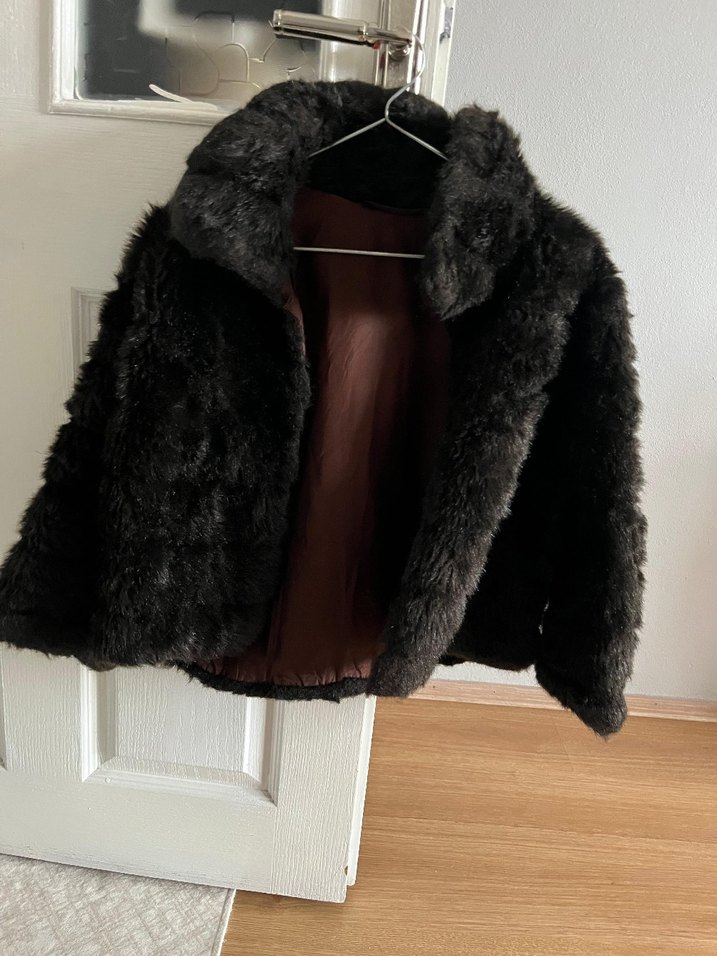 siyah Kısa Kadın Suni Kürk Ceket - Görsel 2