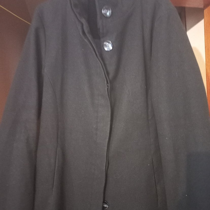 Düğmeli Siyah Midi Hamile Kaban - Görsel 2