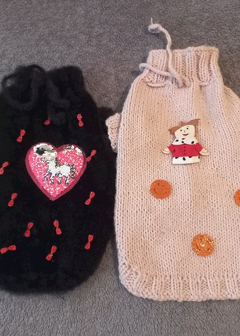 Nakışlı Bej Örgü Köpek Kıyafeti..TANE FIYATI - Görsel 2