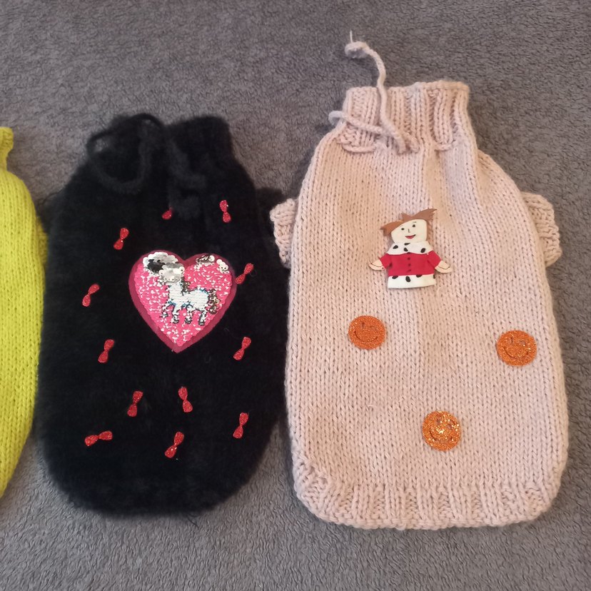 Nakışlı Bej Örgü Köpek Kıyafeti..TANE FIYATI - Görsel 2