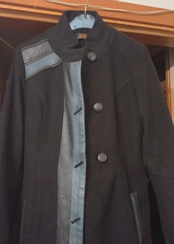 Siyah Süet Düğmeli Uzun Kadın Kaban - Görsel 3