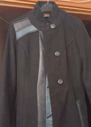 Siyah Süet Düğmeli Uzun Kadın Kaban - Görsel 2