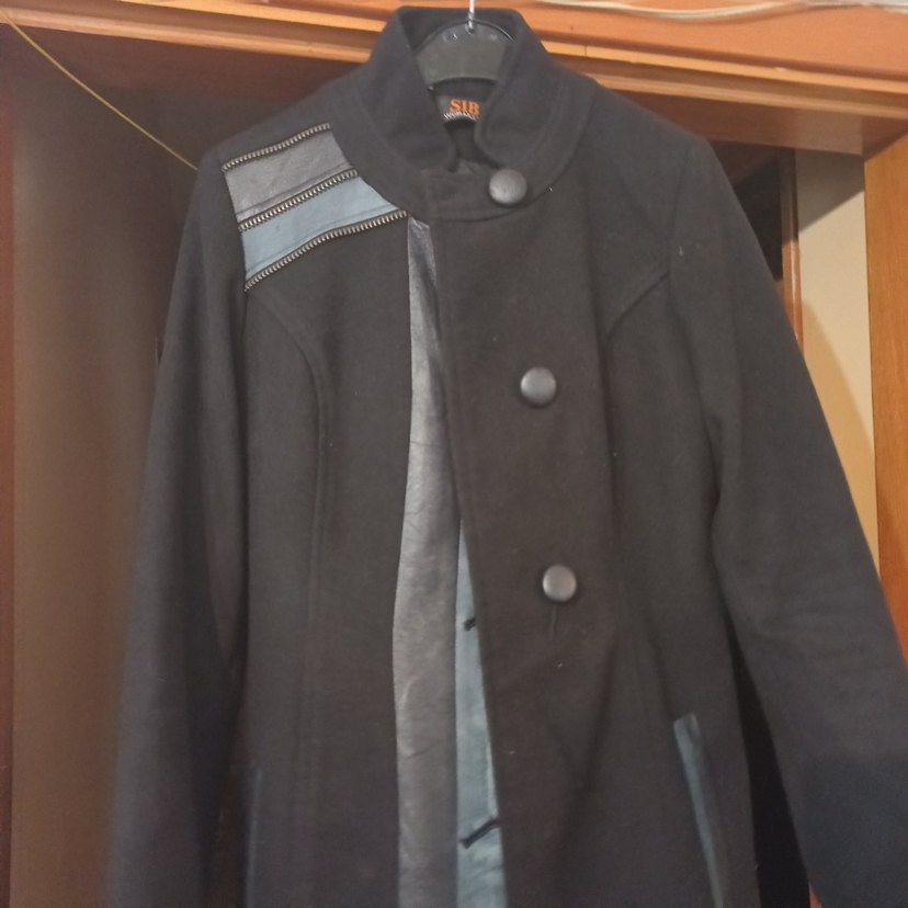 Siyah Süet Düğmeli Uzun Kadın Kaban - Görsel 2