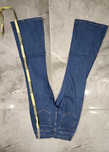 28 Beden lacivert Renk Düşük Bel Y2K Lacivert Flare/ İspanyol Paça Jean