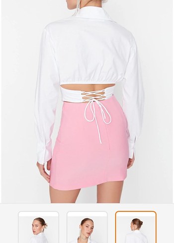 Düğmeli V Yakalı Beyaz Kadın Gömlek - Görsel 2