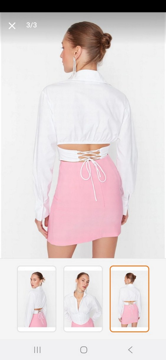 Düğmeli V Yakalı Beyaz Kadın Gömlek - Görsel 2