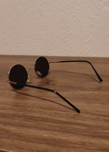 Altın Renk Yuvarlak Retro Güneş Gözlüğü - Görsel 2